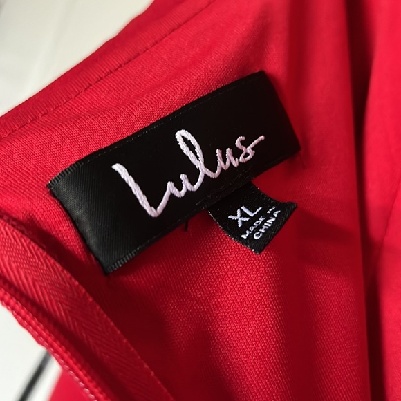 Lulus Aveline Crepe gown bright red off shoulder dress XL - Picture 8 of 9